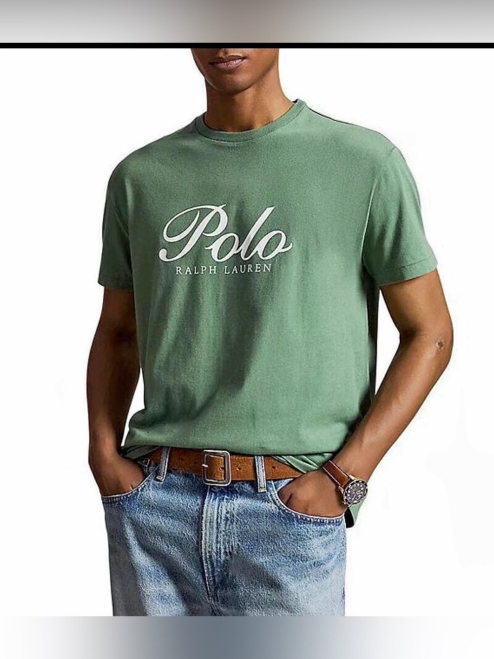 Polo Ralph Lauren Classic Fit Cursive Logo T-Shirt Fatigue Green Men’s L NWT